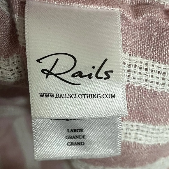 Rails Sloane Rose Stripe Tie-front Top Linen Blend Women’s Size Large - Picture 4 of 10